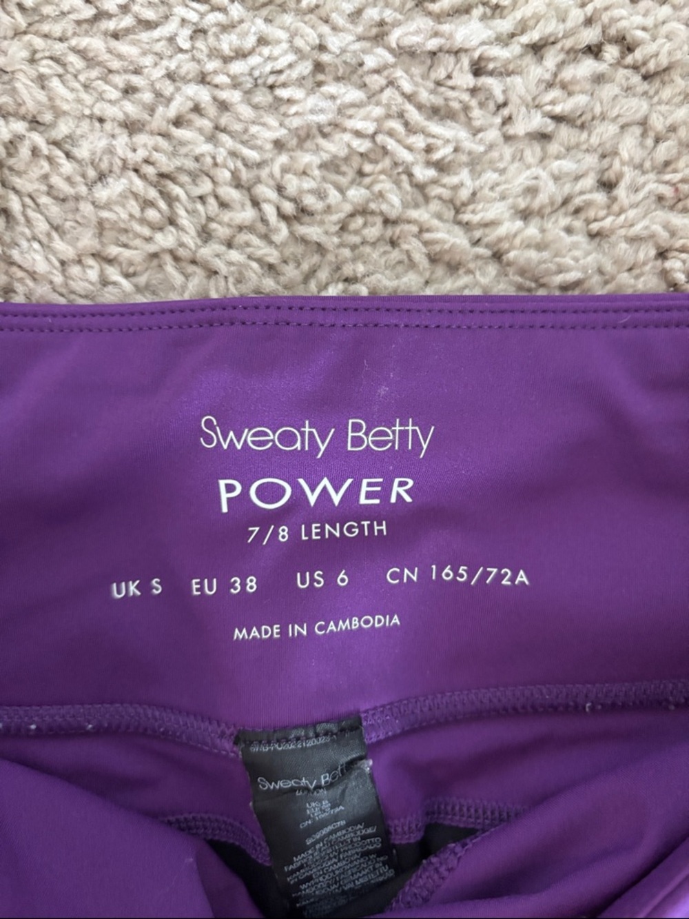 Sweaty Betty Purple, Black & Peach Colorblock Power Leggings - Picture 2 of 5